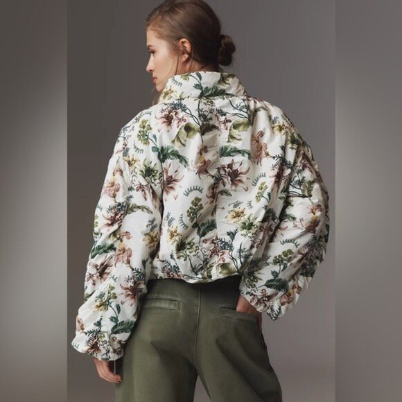 NWT Size XL - Anthropologie Cotton Cropped Floral Bomber Jacket (NWT US$ 158) - Picture 1 of 16